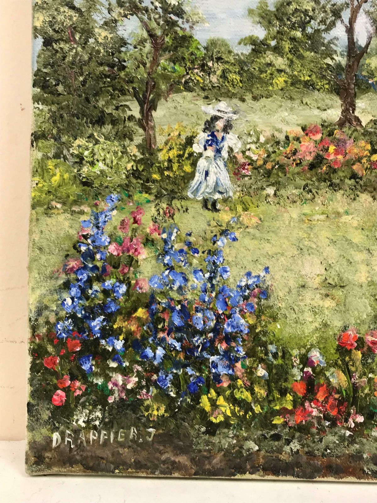 French Impressionistfrench Impressionist Signed Oil, Girl Picking Flowers In Meadows photo 766.0