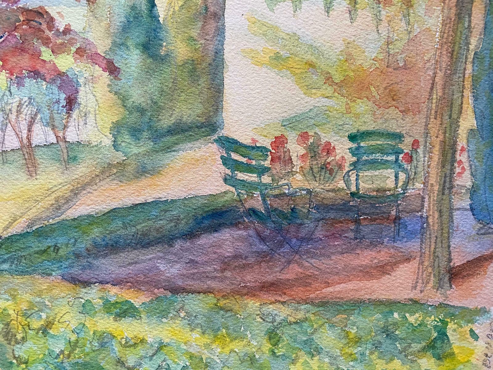 Louis Bellon1940's Provence Cottage Summer Garden Painting   Post Impressionist Artistc. 1940s photo Art
