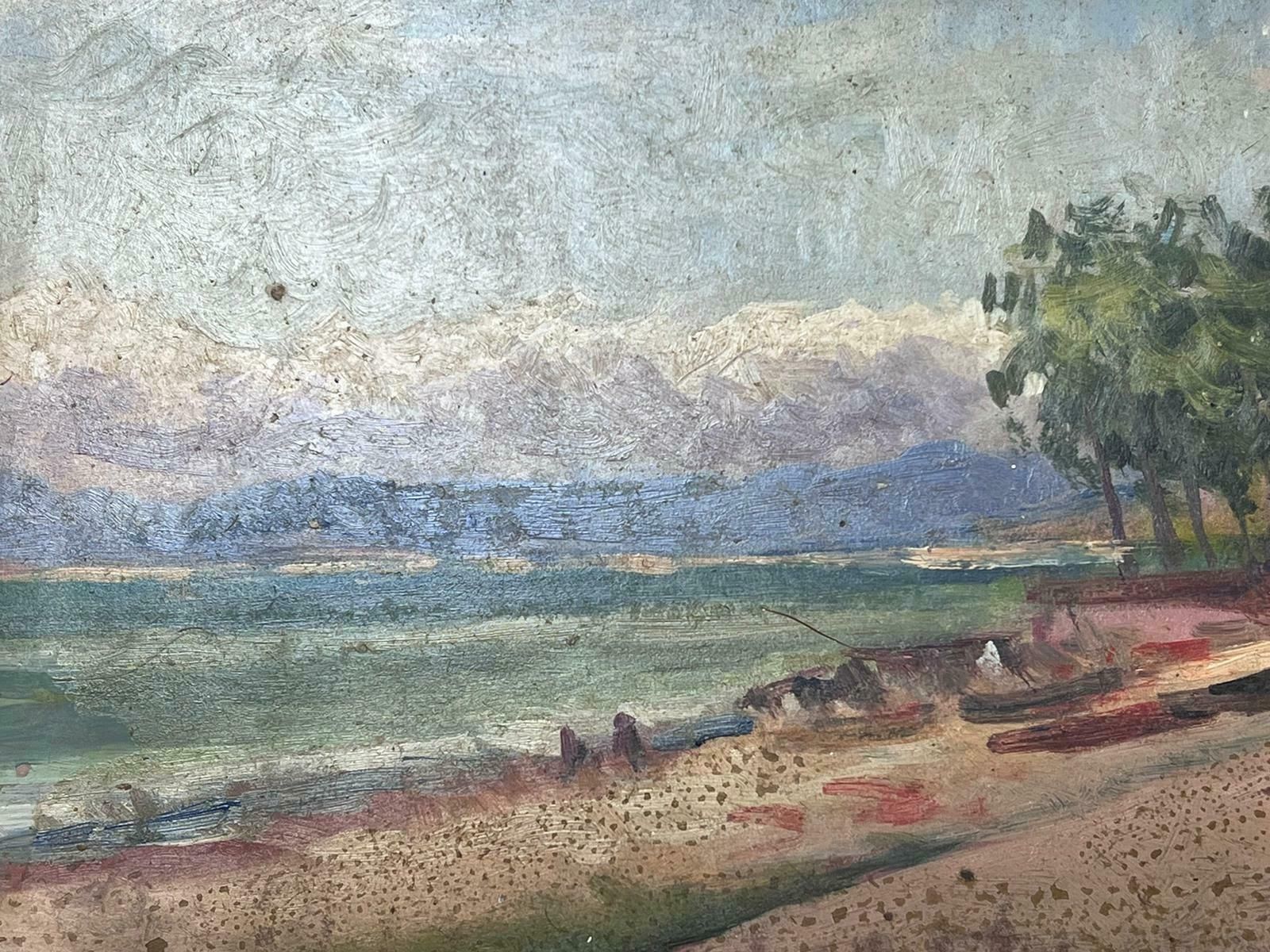 Maurice Mazeiliefrench Impressionist Oil Landscape Figures Walking Along The Beach photo for sale