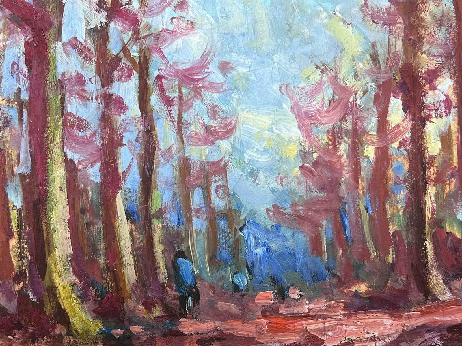 Maurice Mazeiliefrench Impressionist Oil Landscape Tall Purple Tree Woodland Path photo furniture