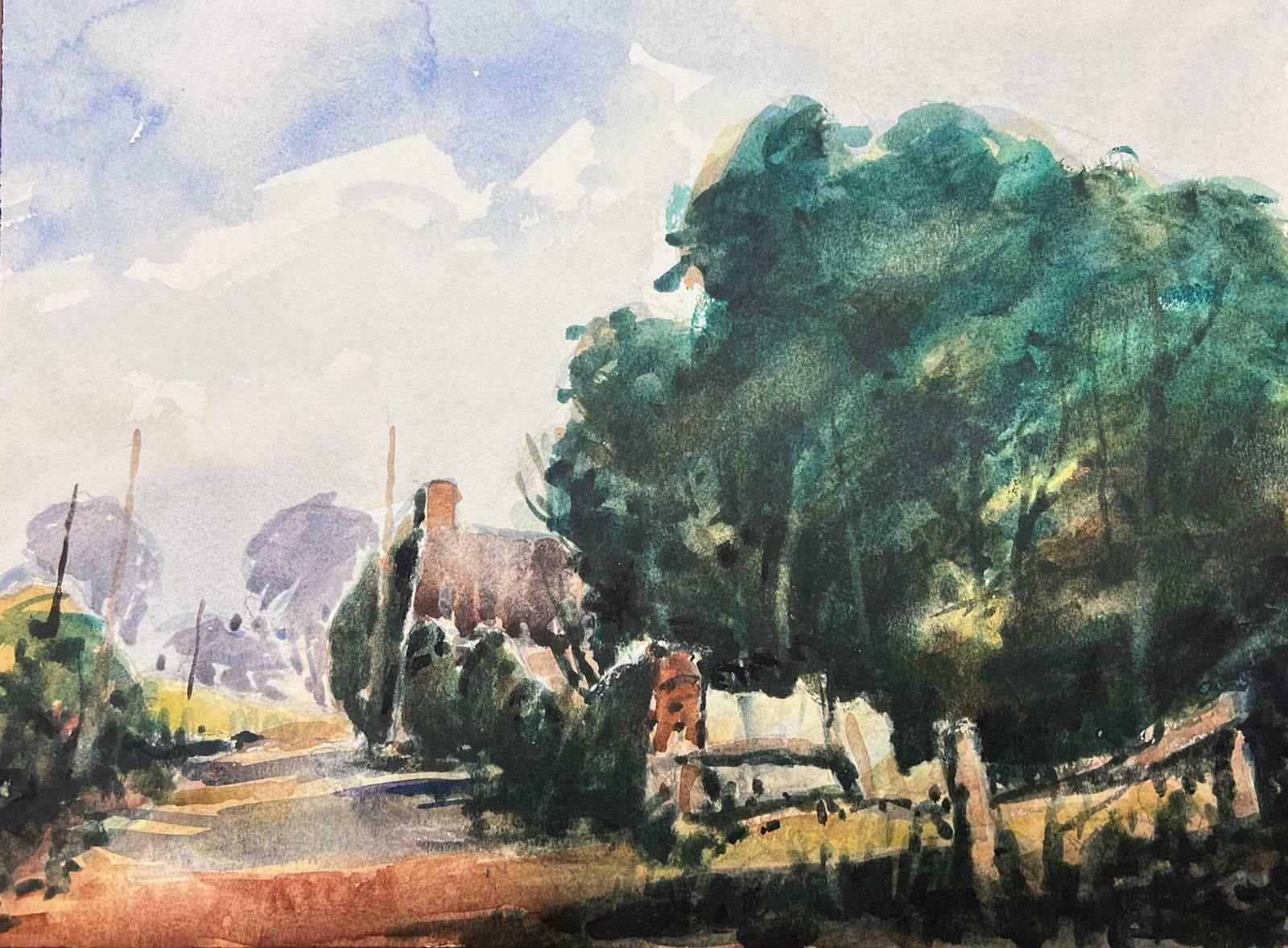 Maurice Mazeiliefrench Watercolour Landscape Along The Country Path