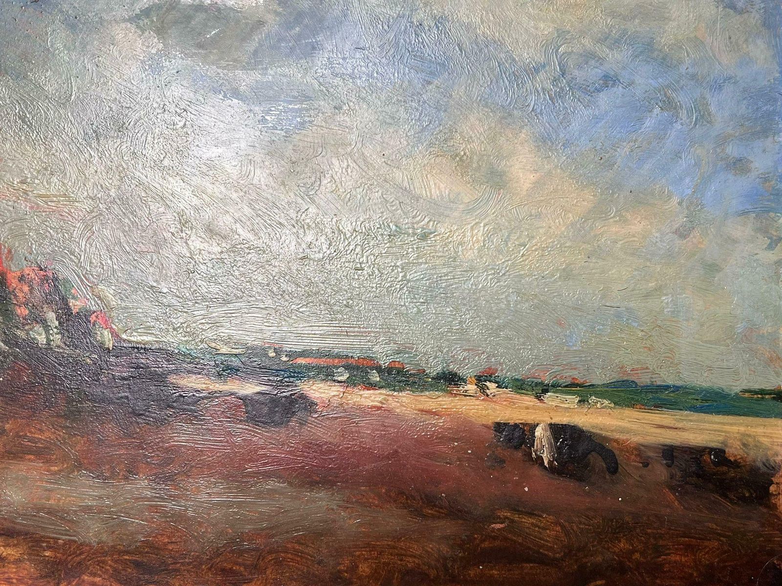Maurice Mazeiliefrench Impressionist Oil Landscape Muddy Sea Scape