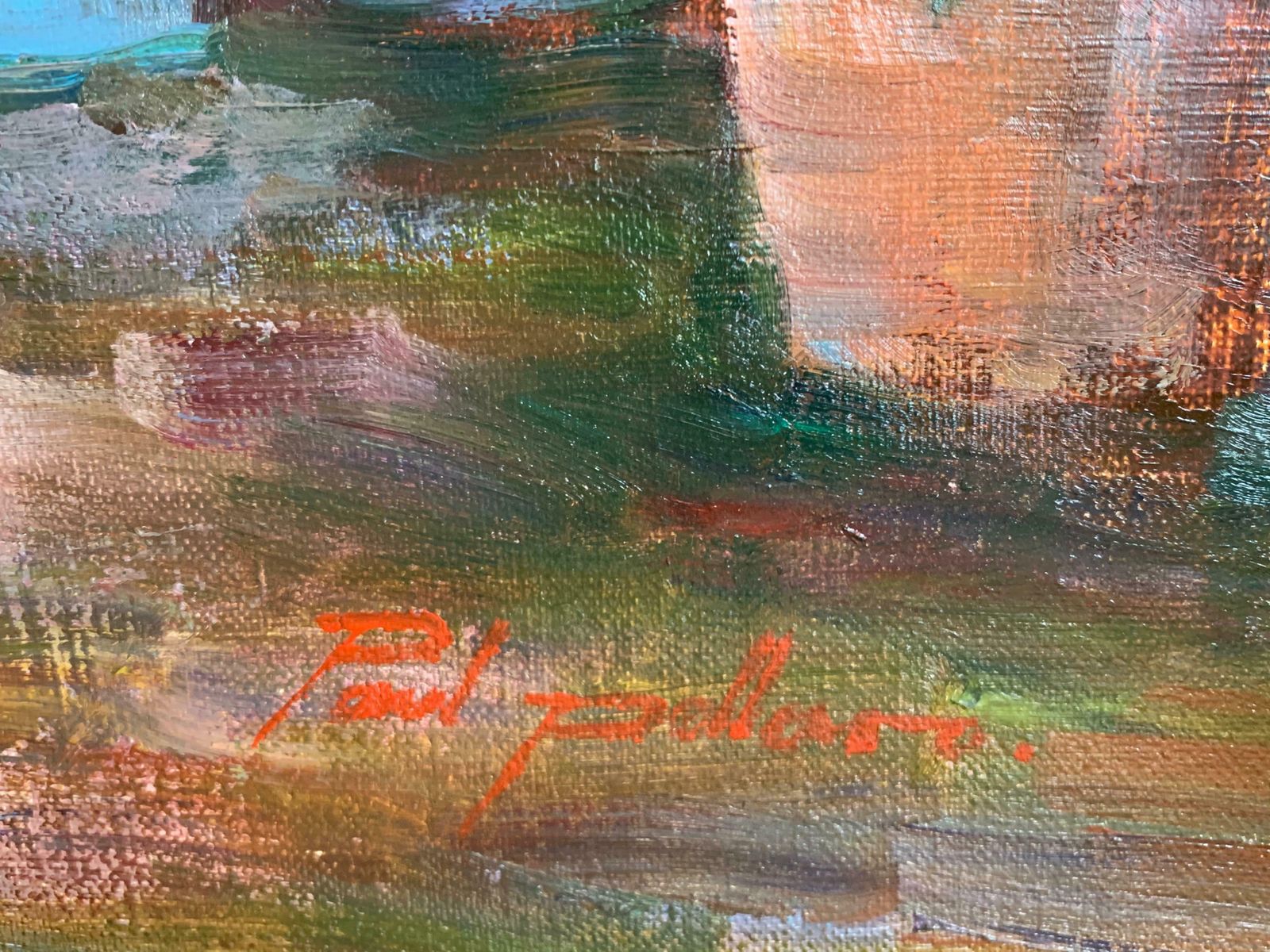 Paul Pellarole Marche De Fleurs Very Large French Impressionist Signed Oil Figures At Marketc.1990's photo vinterior