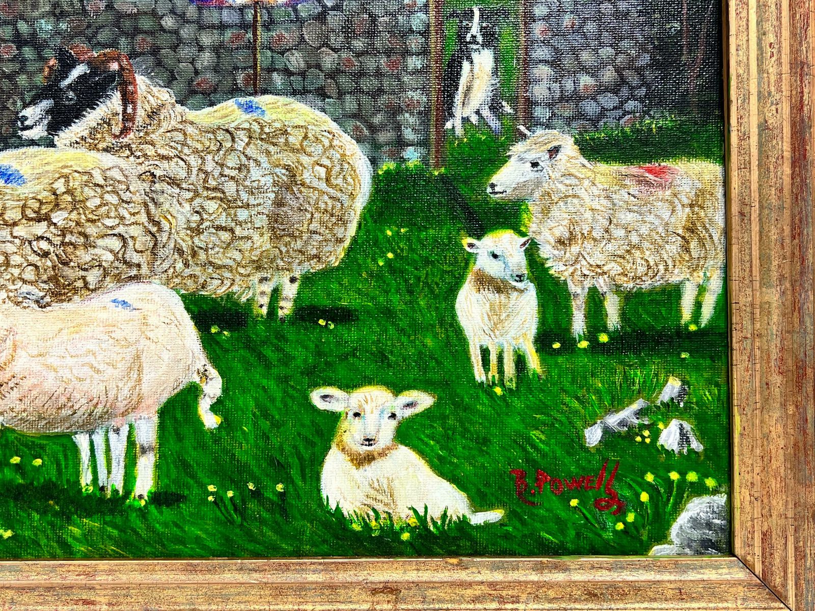 Ben Powellfarmer With Sheep & Dog In Valley Fields Contemporary British Painting photo 1532.0