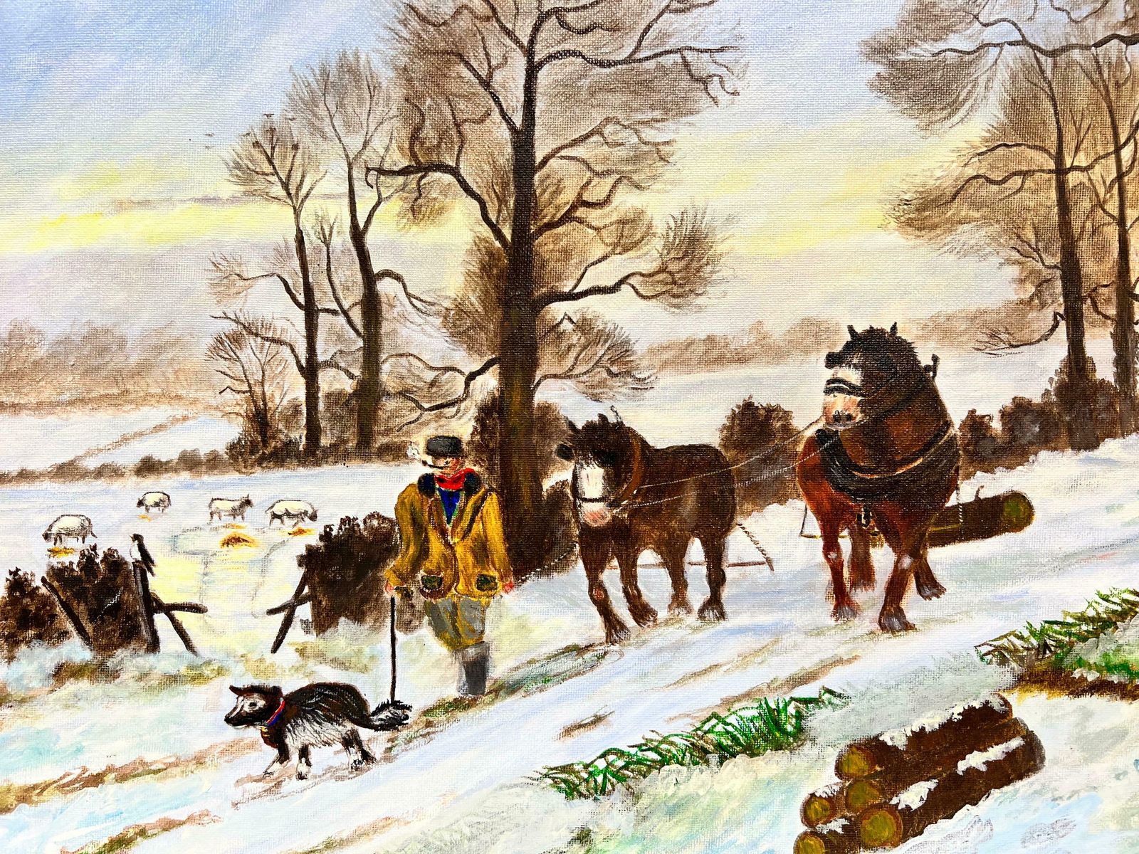 Ben Powellthe Logging Team Farmer With Heavy Horses Pulling Timber In Woodland Snow photo furniture