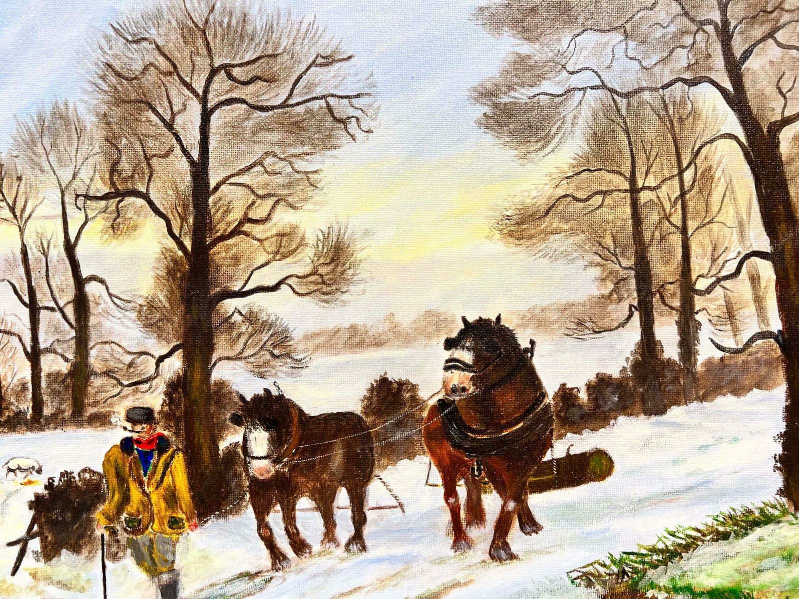 Ben Powellthe Logging Team Farmer With Heavy Horses Pulling Timber In Woodland Snow photo 1532.0