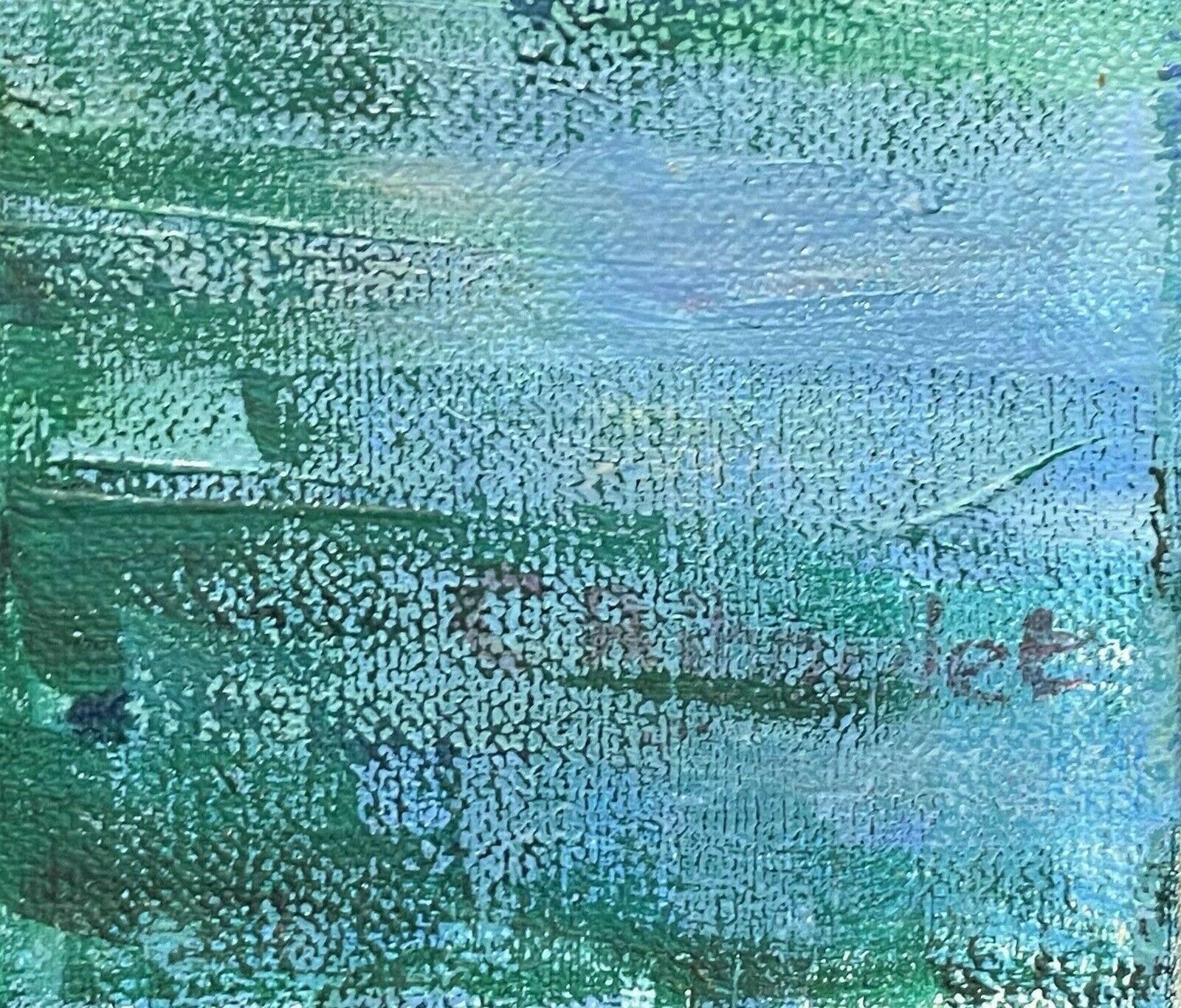 Claudine Ribouletclaudine Riboulet (French 1924 2013) Large Signed Oil   Boats On Busy City Canalmid Century photo vintage