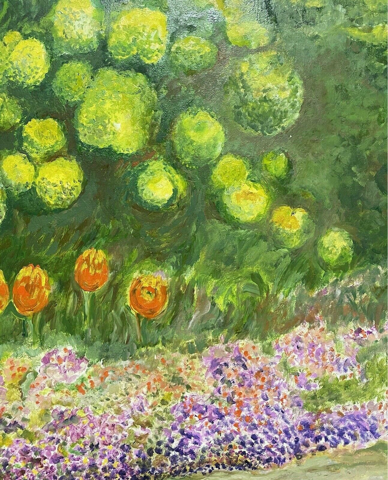 Claudine Ribouletclaudine Riboulet (French 1924 2013) Large Signed Oil   Tulips In The Gardenmid Century photo 893.0