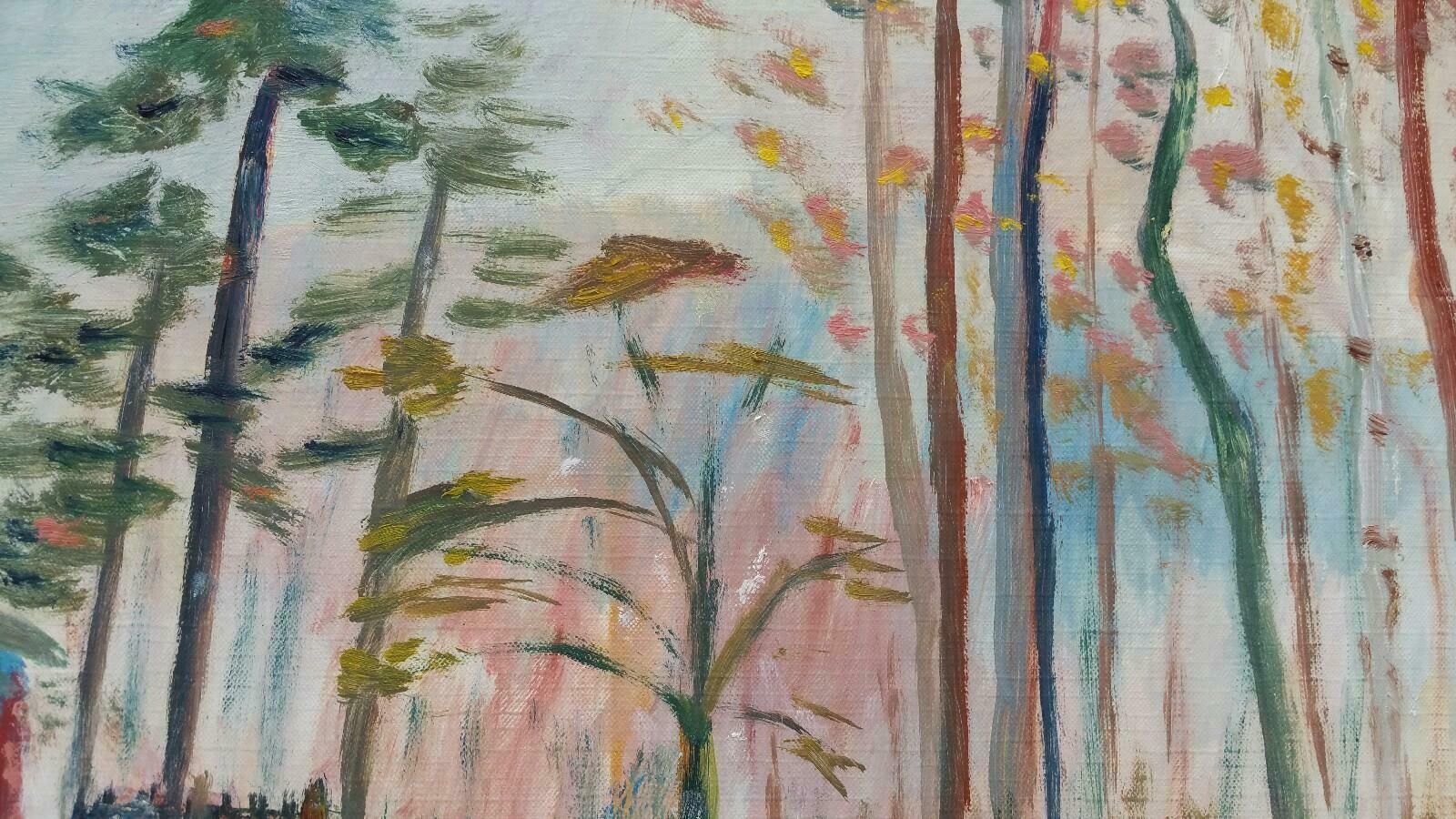 Unknown20th Century French Oil Painting A Woodland Cabinlate 20th Century photo vintage