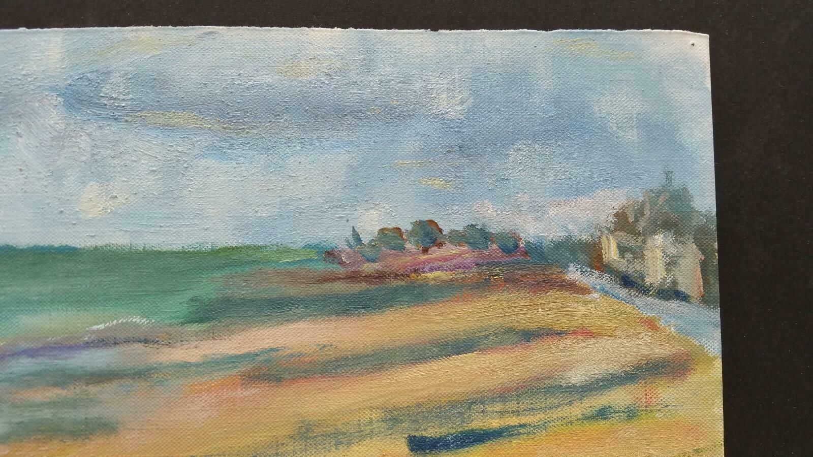 Unknown20th Century French Oil Painting Beach Walk On A Cool Daylate 20th Century photo buy