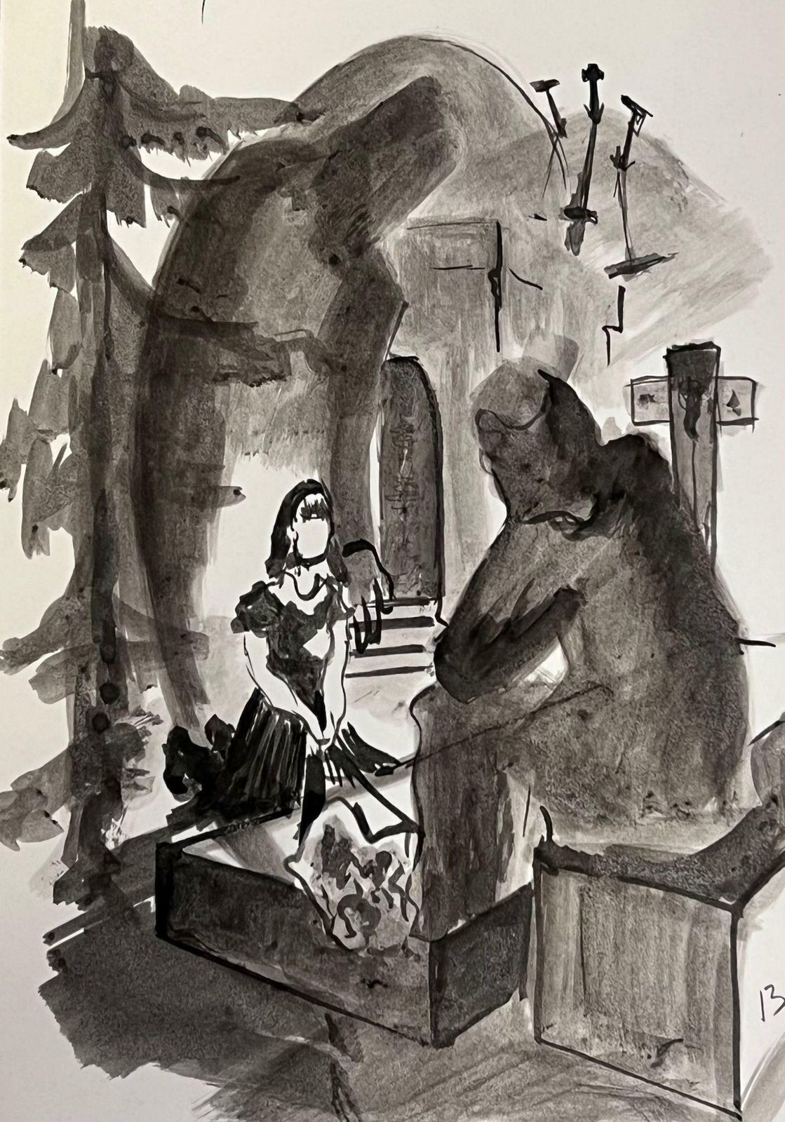 Guy Nicod 20th Century French Modernist Painting Set Of Four Dark Watercolour Scenes photo for sale