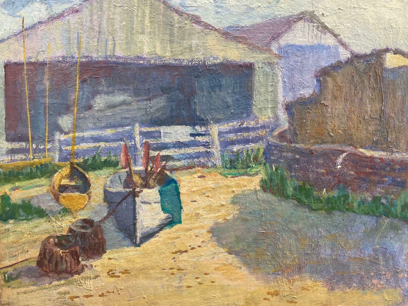 Barbera Doylebarbara Doyle (B.1917) 1970's Modern British Oil Painting   The Boat Yardc. 1970's