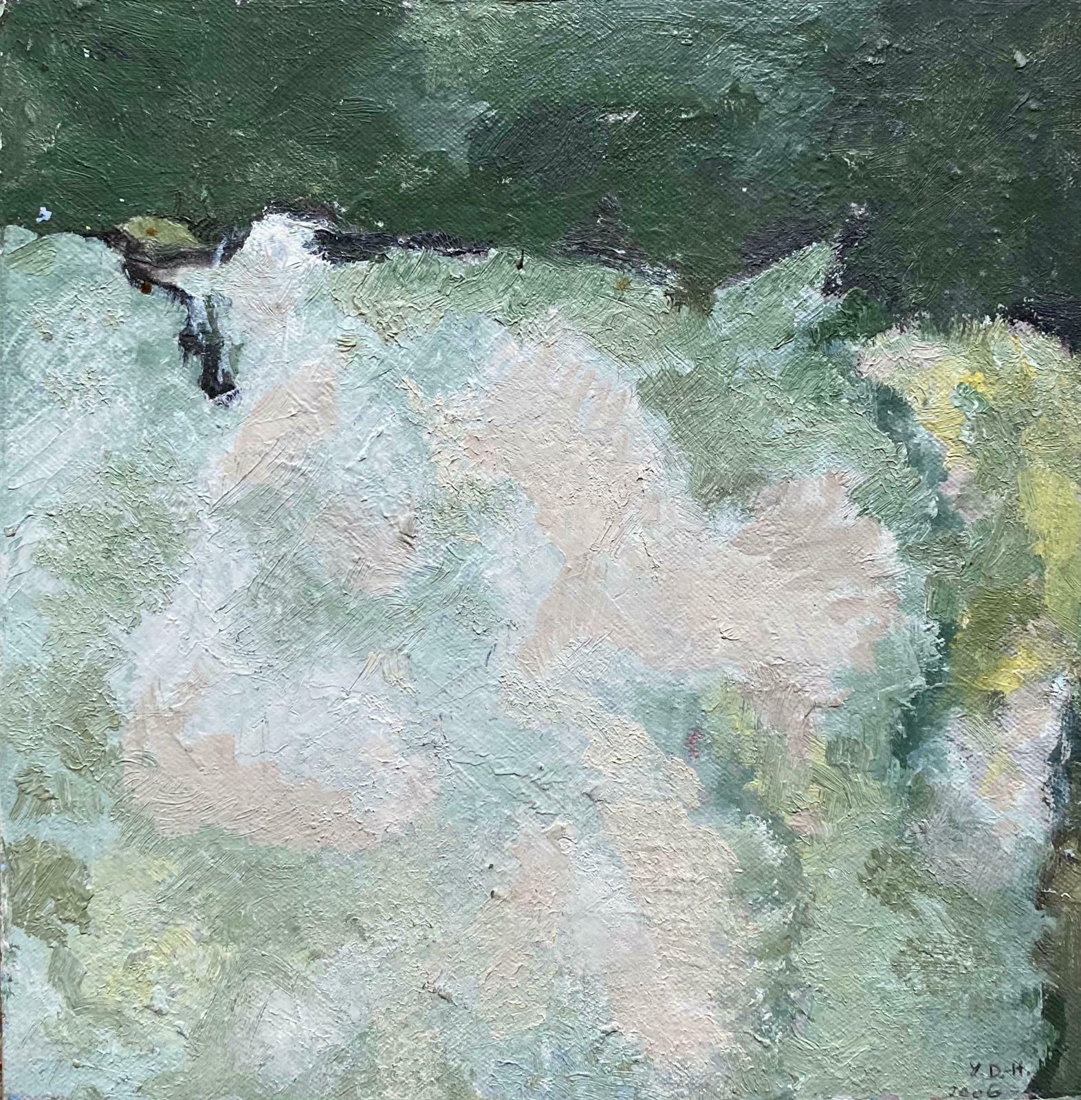 Yvette Dubois Habasqueyvette Dubois Habasque (1929 2016) French Cubist Abstract Painting Green & Pinksc.2000s
