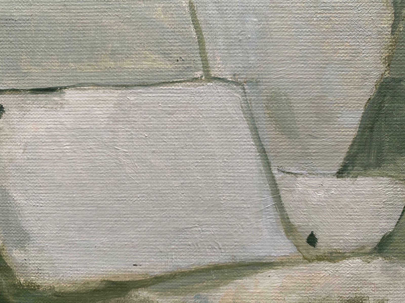 Yvette Dubois Habasqueshades Of Muted Green & Grey Color   Modern French Cubist Abstract Paintingc.2000s photo furniture