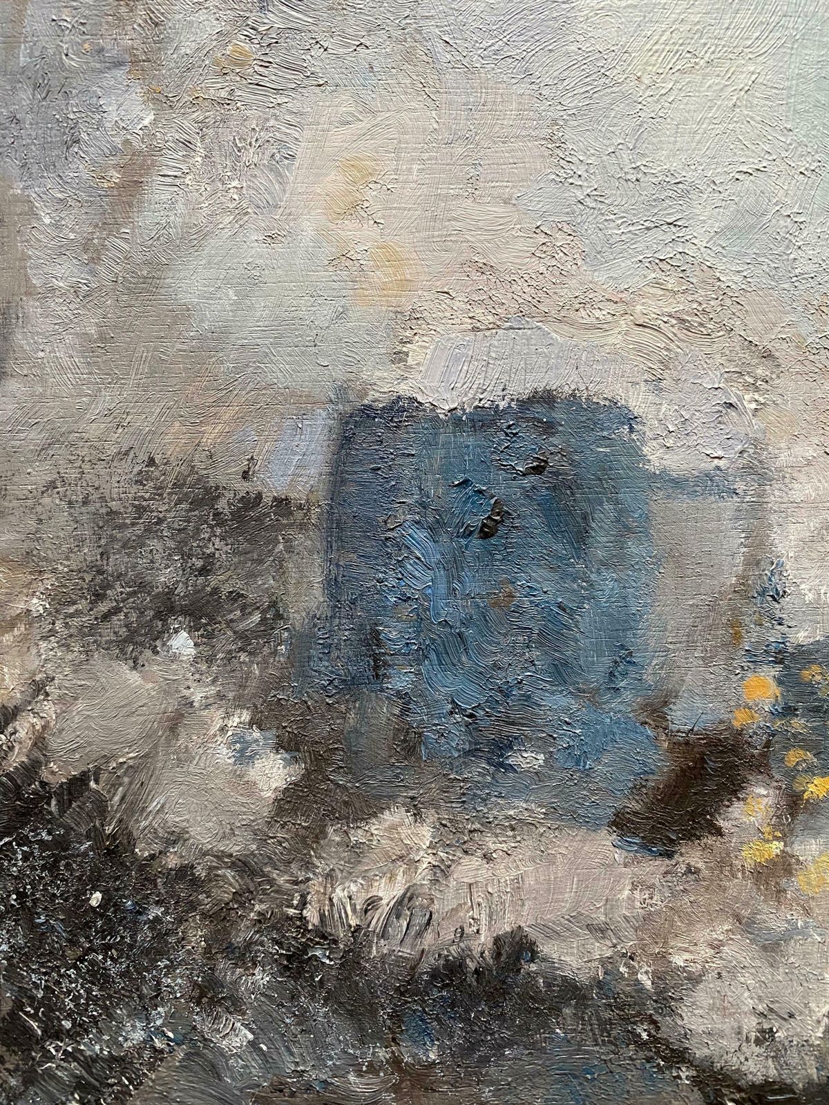 Yvette Dubois Habasquemodernist French Cubist Abstract Painting   Shades Of Blue Colorsc.2000s photo for sale