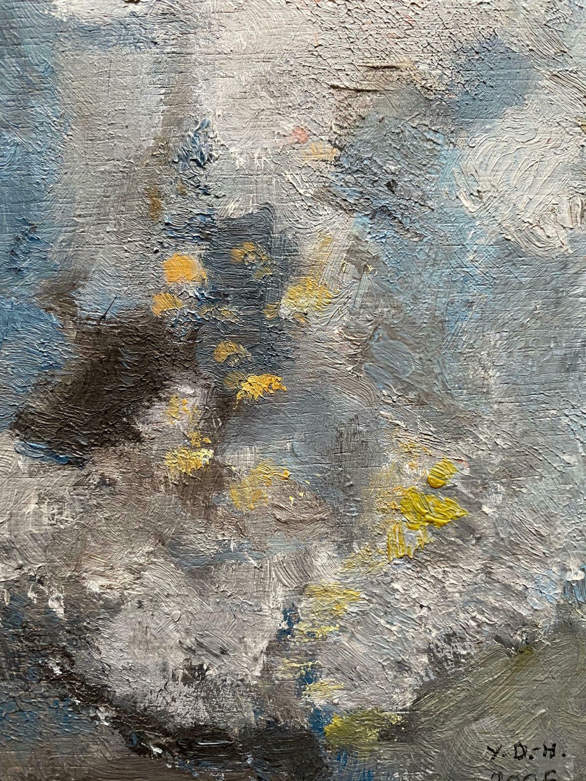 Yvette Dubois Habasquemodernist French Cubist Abstract Painting   Shades Of Blue Colorsc.2000s photo Art