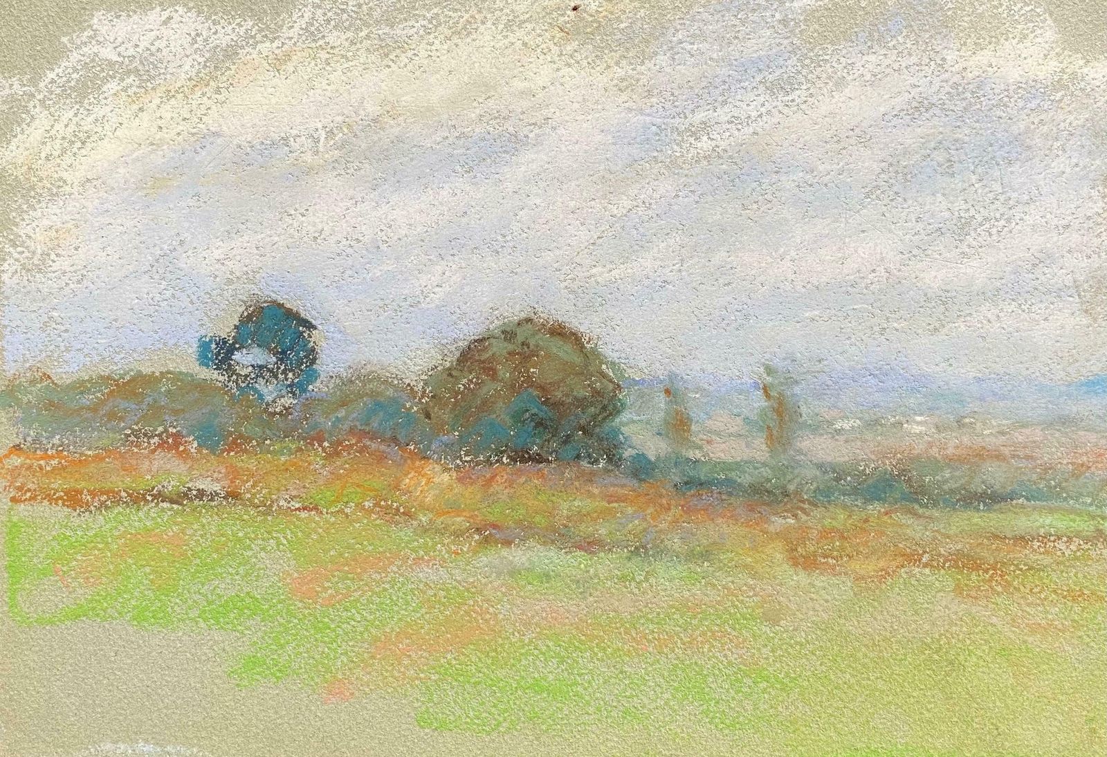 Camille Meriotcamille Meriot, Pastel French Impressionist Green Countryside Viewc. 1940's