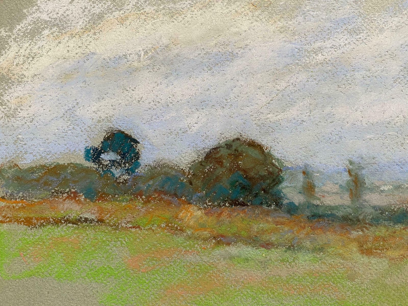 Camille Meriotcamille Meriot, Pastel French Impressionist Green Countryside Viewc. 1940's photo for sale