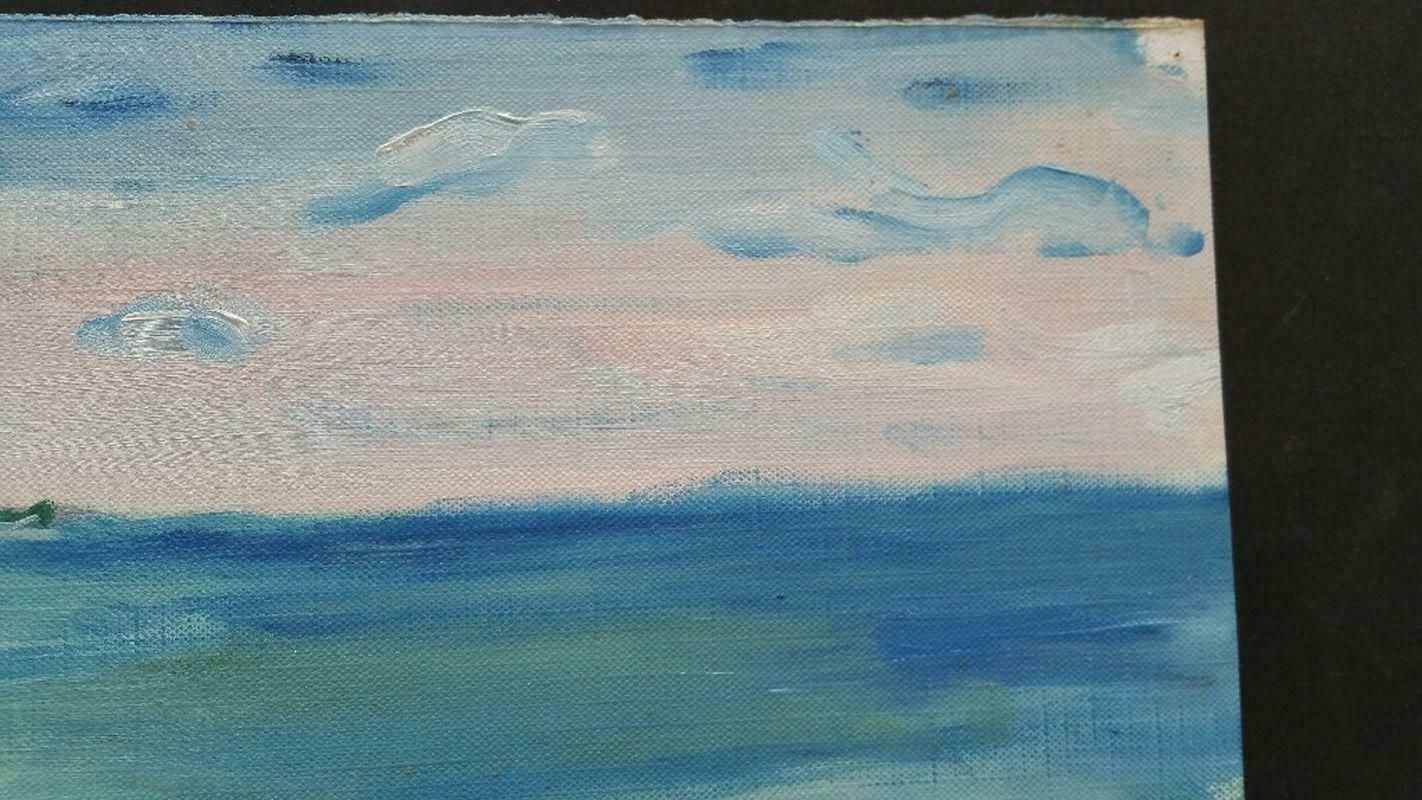 Unknown20th Century French Oil Painting A Clifftop Summer Walk Beach Scene Cliffslate 20th Century photo 715.0