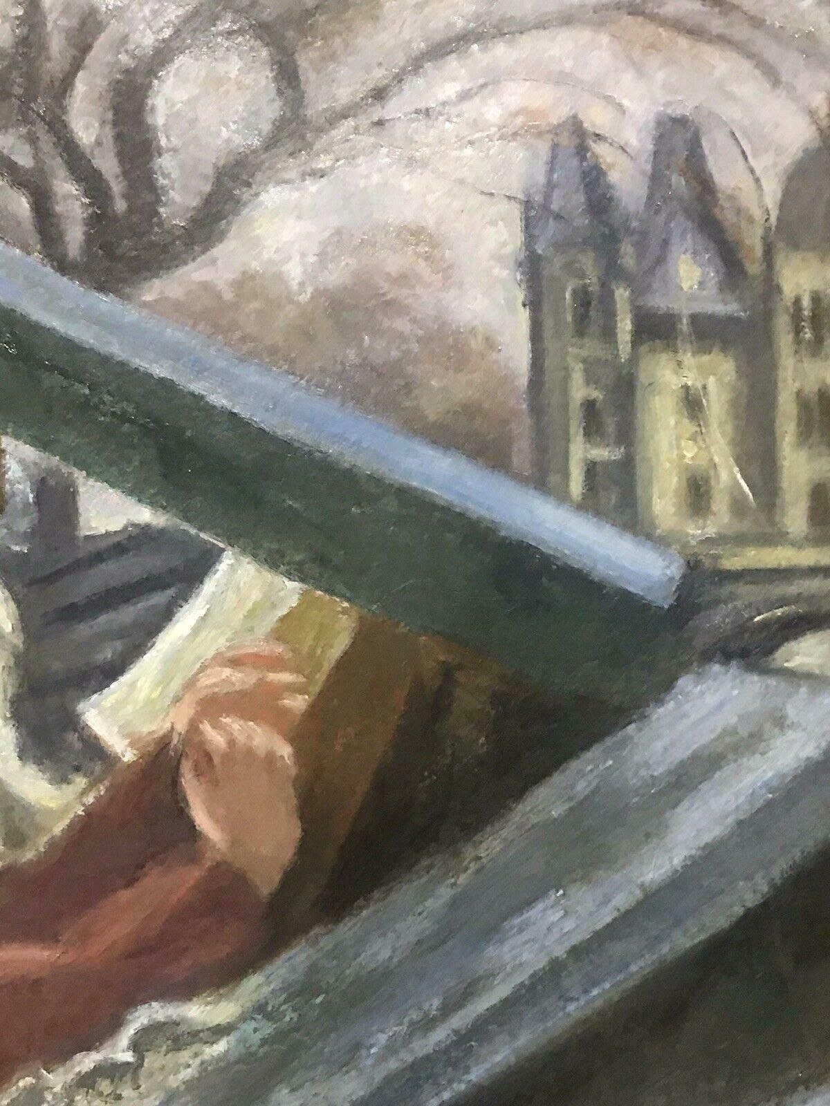 Bertrand Mogniat Duclossigned French Post Impressionist Oil Painting Bouquinistes River Seine Parisc. 1970's photo Art