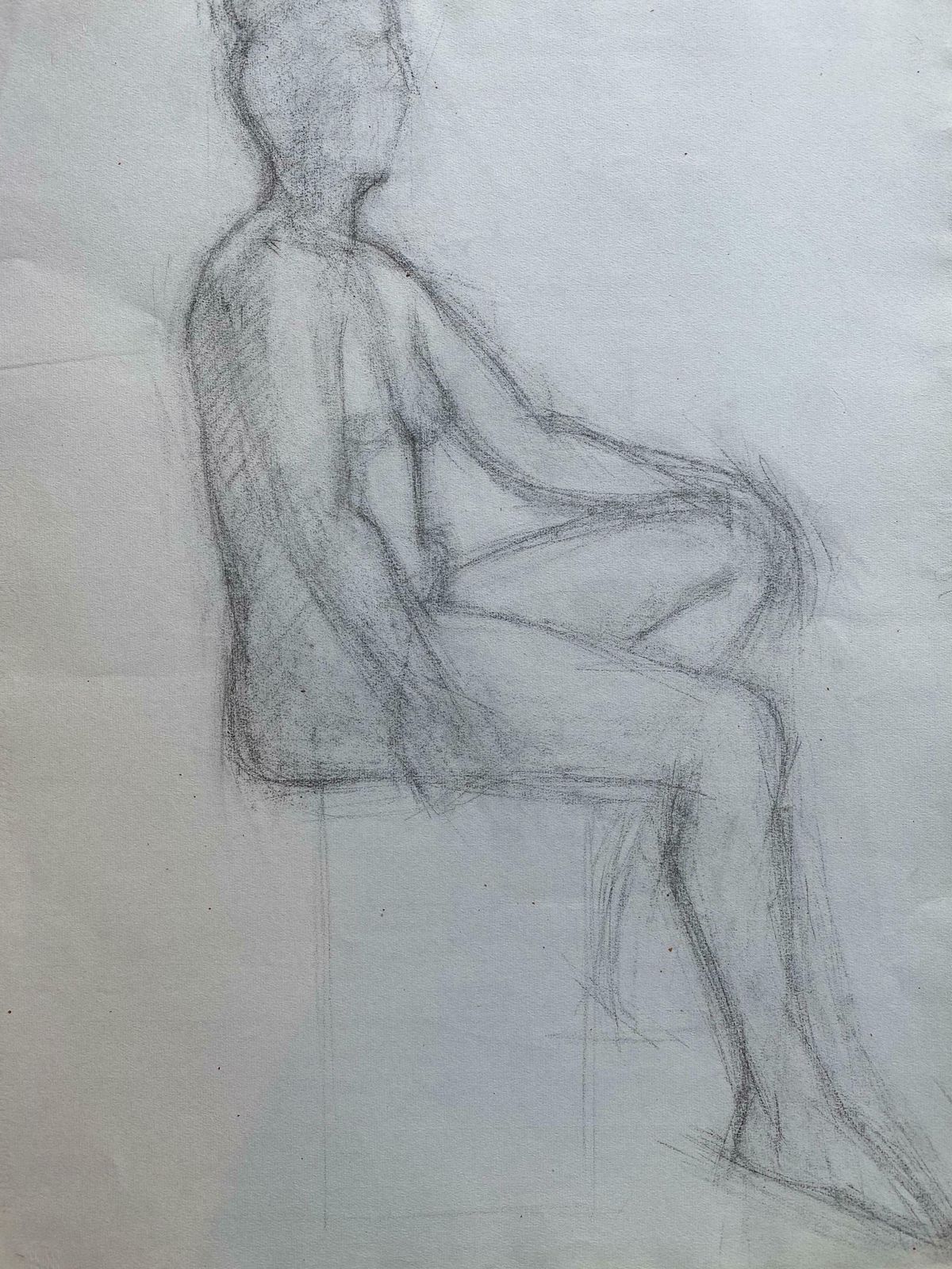 Genevieve Zondervan (1922 2013)mid 20th Century French Charcoal Drawing   Portrait Of A Standing Nude Womenc. 1950's photo furniture