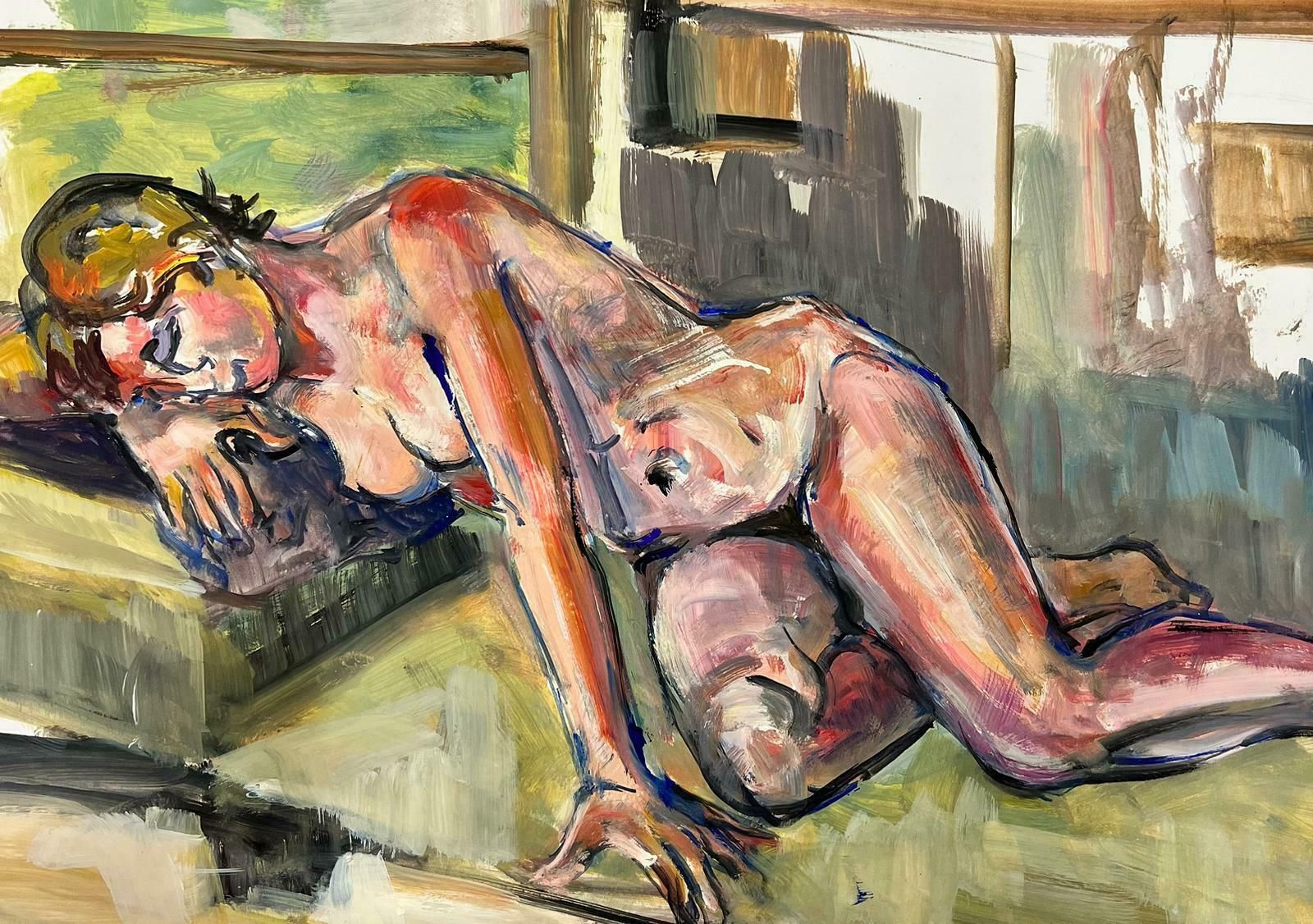 French Modernistreclining Nude Lady Model 1970's French Modernist Painting Provence Collection1970's photo 506.0