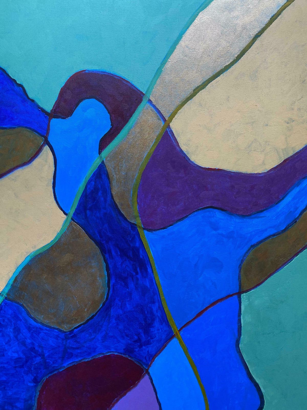 photo furniture Michael Haswellhuge Abstract Painting By Listed British Artist   Blue Green Gold Purple Mustardc. 2000