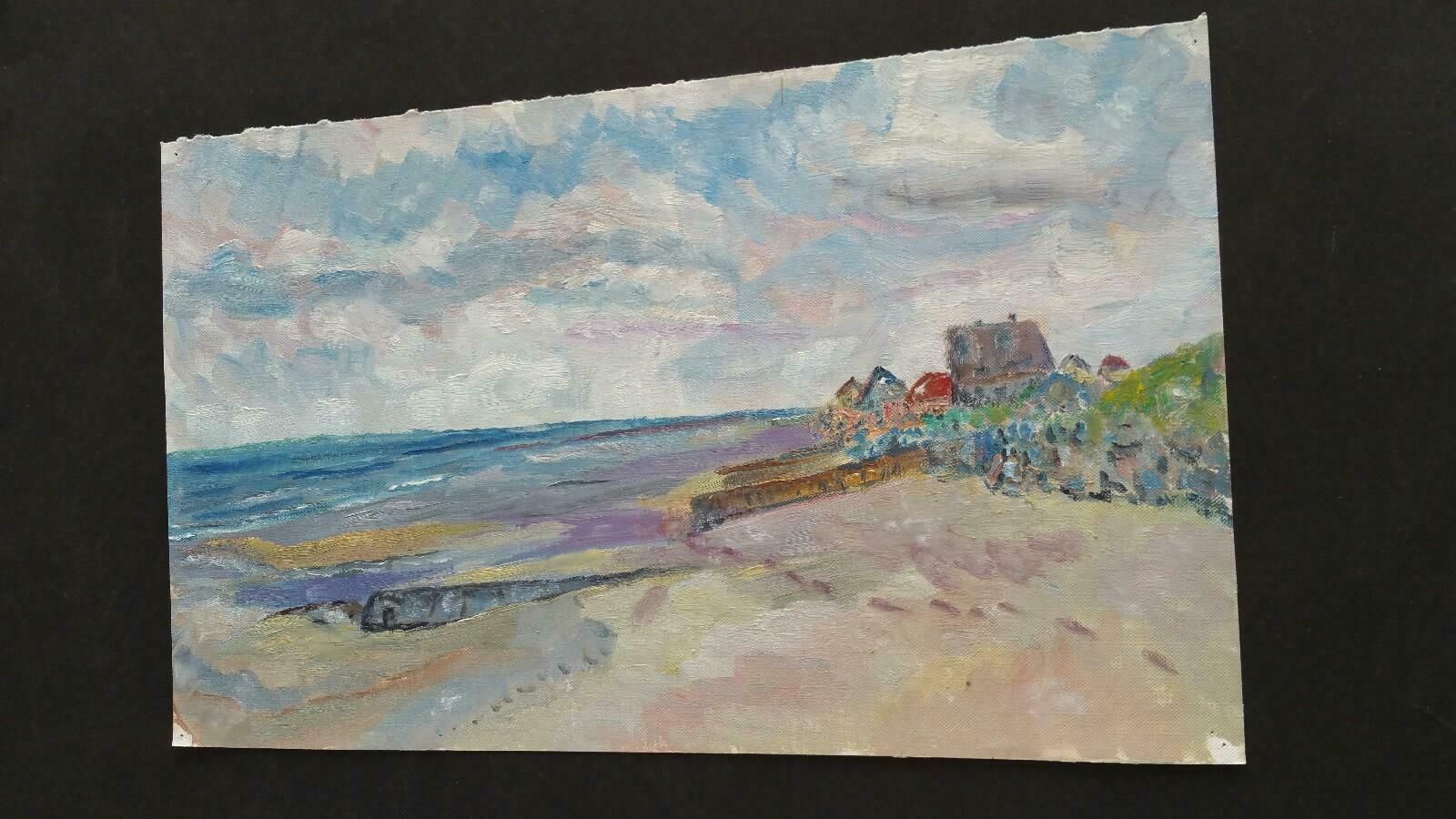 photo for sale Unknown20th Century French Oil Painting Late Summer Beachlate 20th Century
