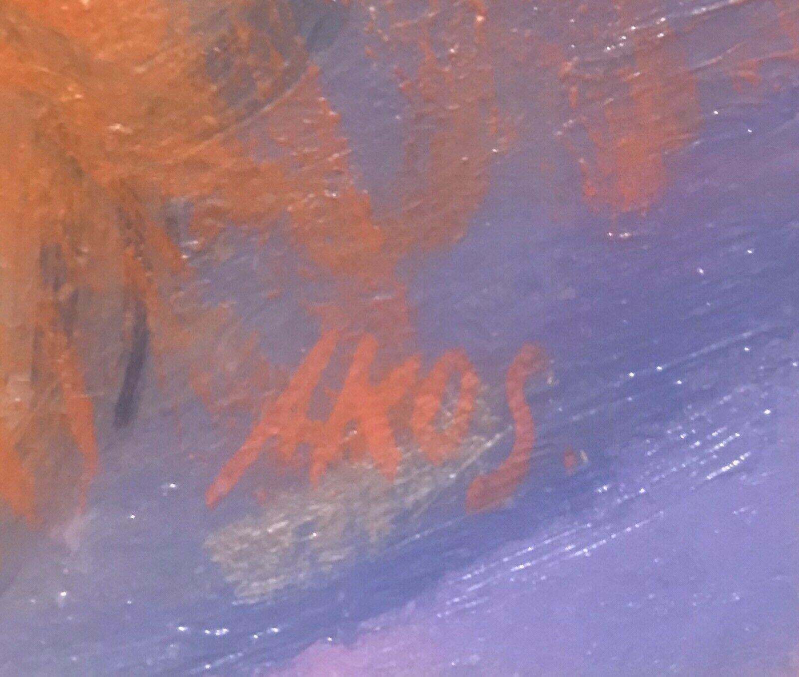 photo furniture Akos Biroakos Biro (Hungarian 1911 2002) Expressionist Oil Portrait Lady In Red   Signedc.1950's