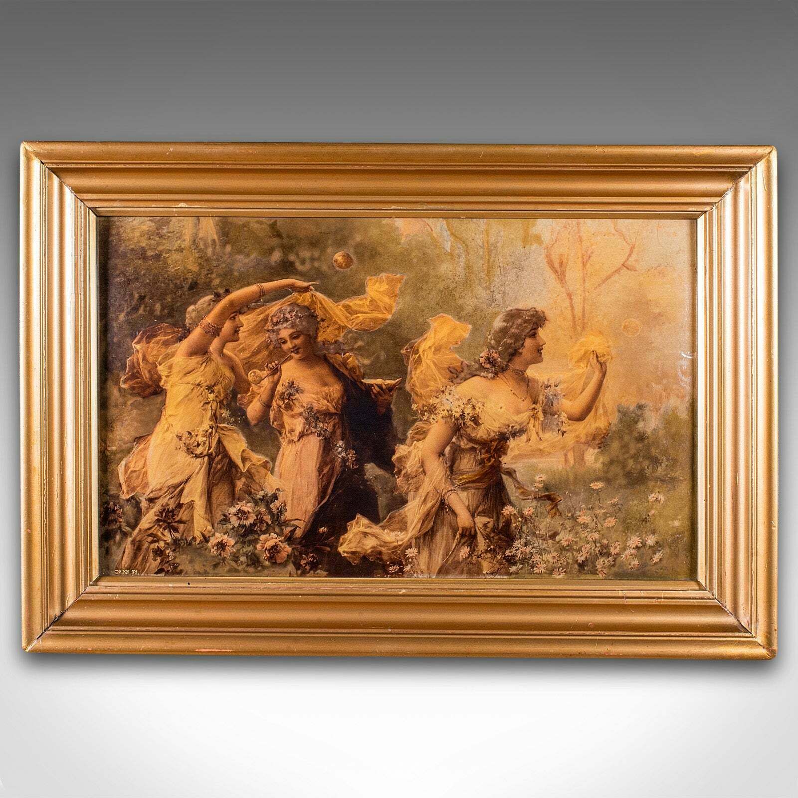 Antique Framed Crystoleum Picture, English, Art, Mezzotint Painting, Victorian photo furniture