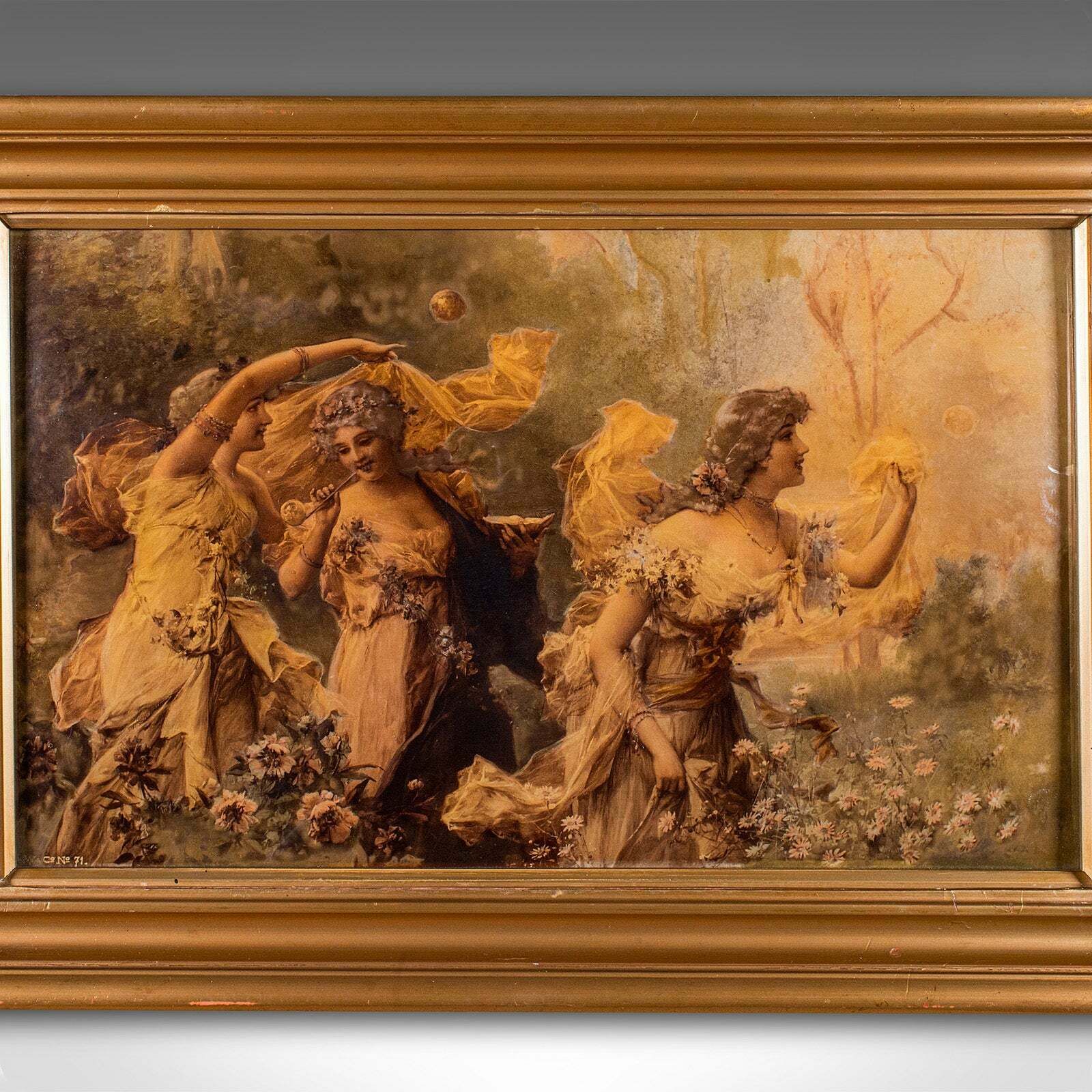 Antique Framed Crystoleum Picture, English, Art, Mezzotint Painting, Victorian photo Art