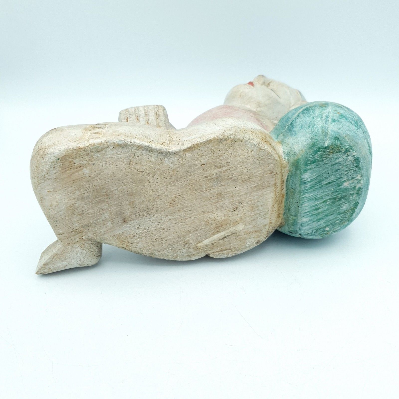 Art Handcarved Asian Sculptures Wood Carved Children Sleeping C1960 80s Altai Mount? photo