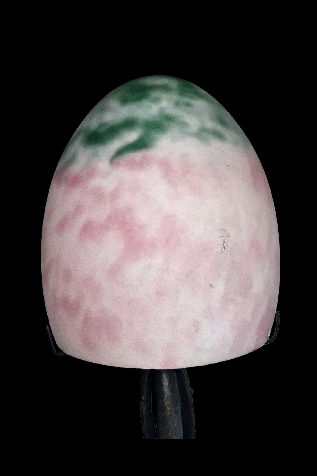 Art Deco Lamp 17" Tall Beautiful Mottled Green And Rose Tinted Glass Shade France 1970s photo furniture