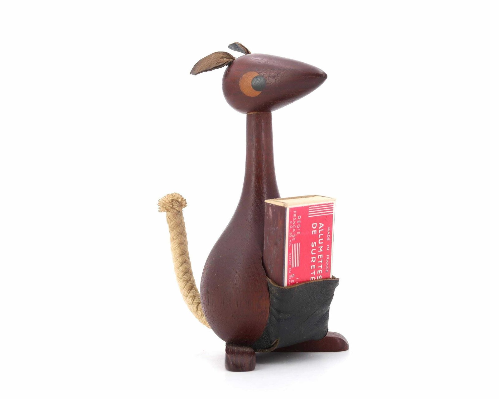 Sveistrup Teak Kangaroo, Luciferdoosjeshouder, Jaren 1960 / Denemarken, Deens, Dier, Figuur, Sculptuur