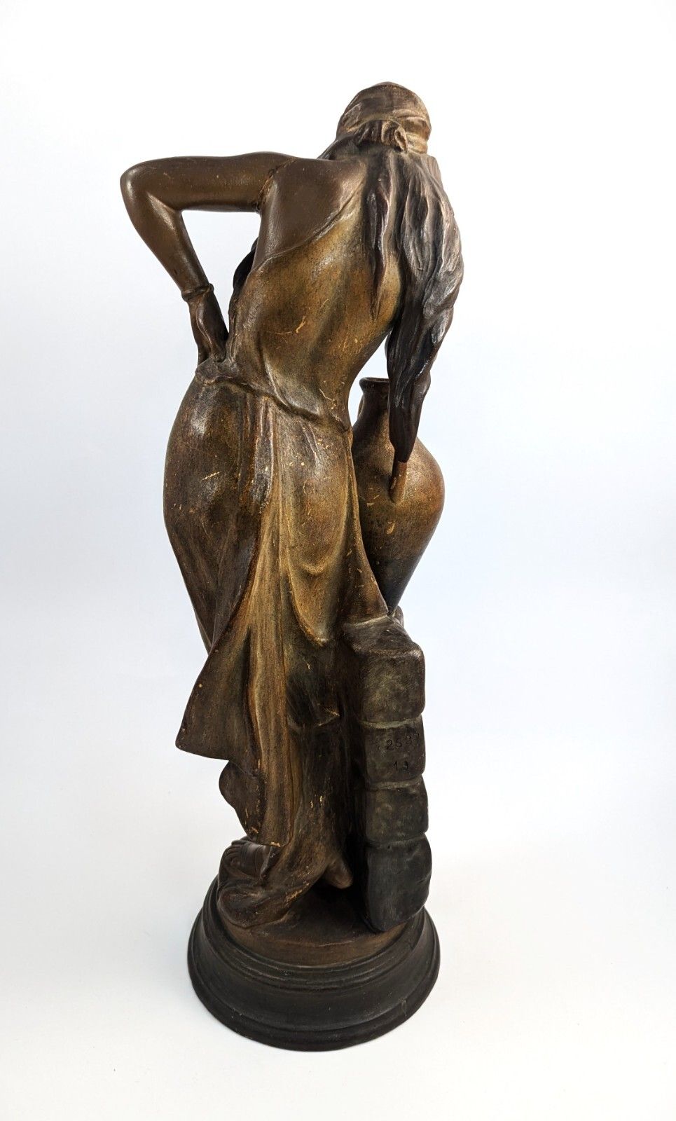 Cherc For Goldscheider Earthenware Figurine “Rebecca By The Spring”, C.1900 photo Home Decor
