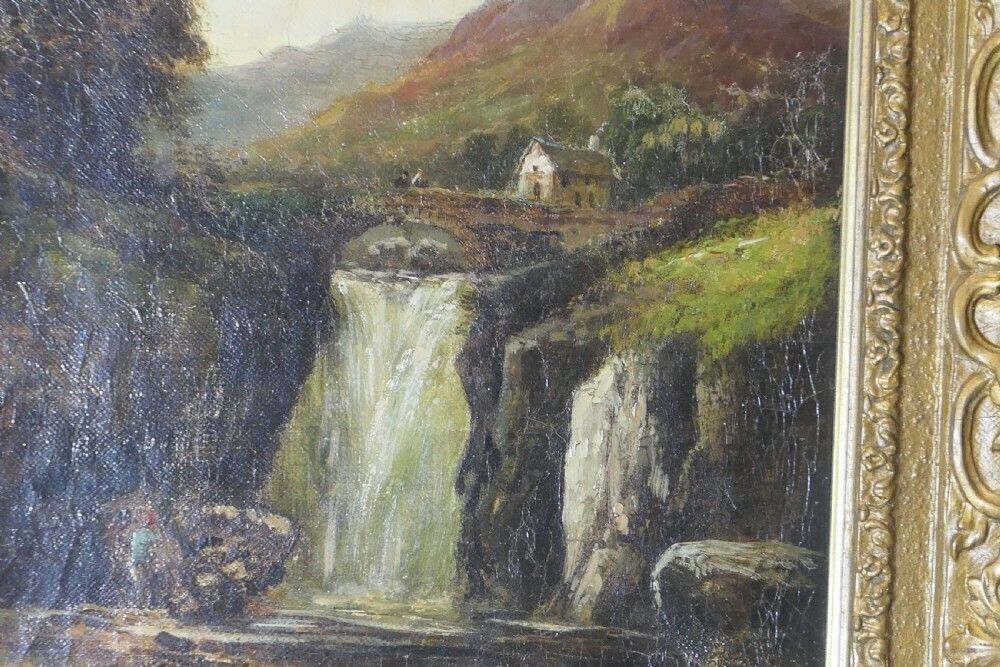 Unsigned Victorian Oil Painting, Of A Water Fall photo 462.0