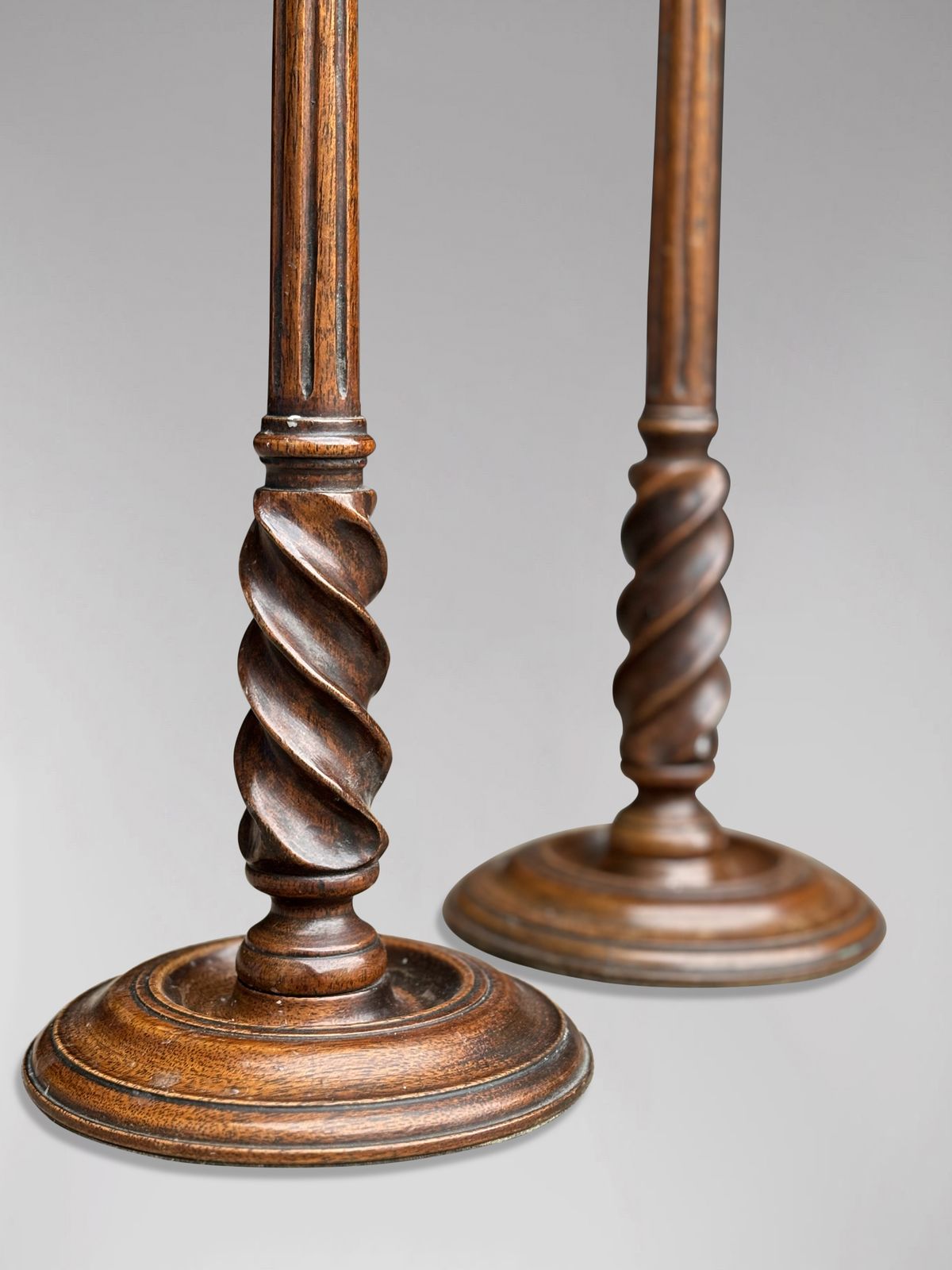Pair Of 19th Century Scottish Mahogany & Brass Candlesticks photo 1050.0