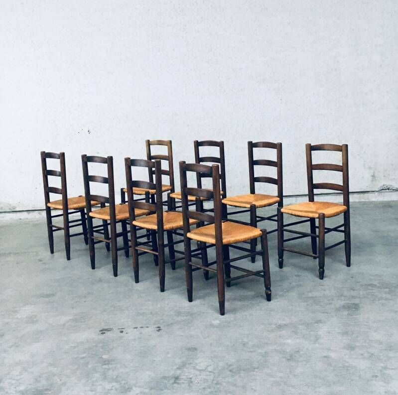 photo buy Franse Provincial Design Stoelen Met Biezen Zitting, Jaren 1940