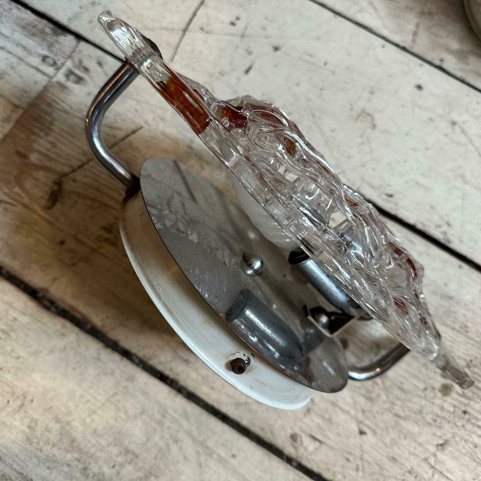Set Of Two 1970s Space Age Clear And Brown Murano Glass Wall Sconces By Mazzega photo 1269.0