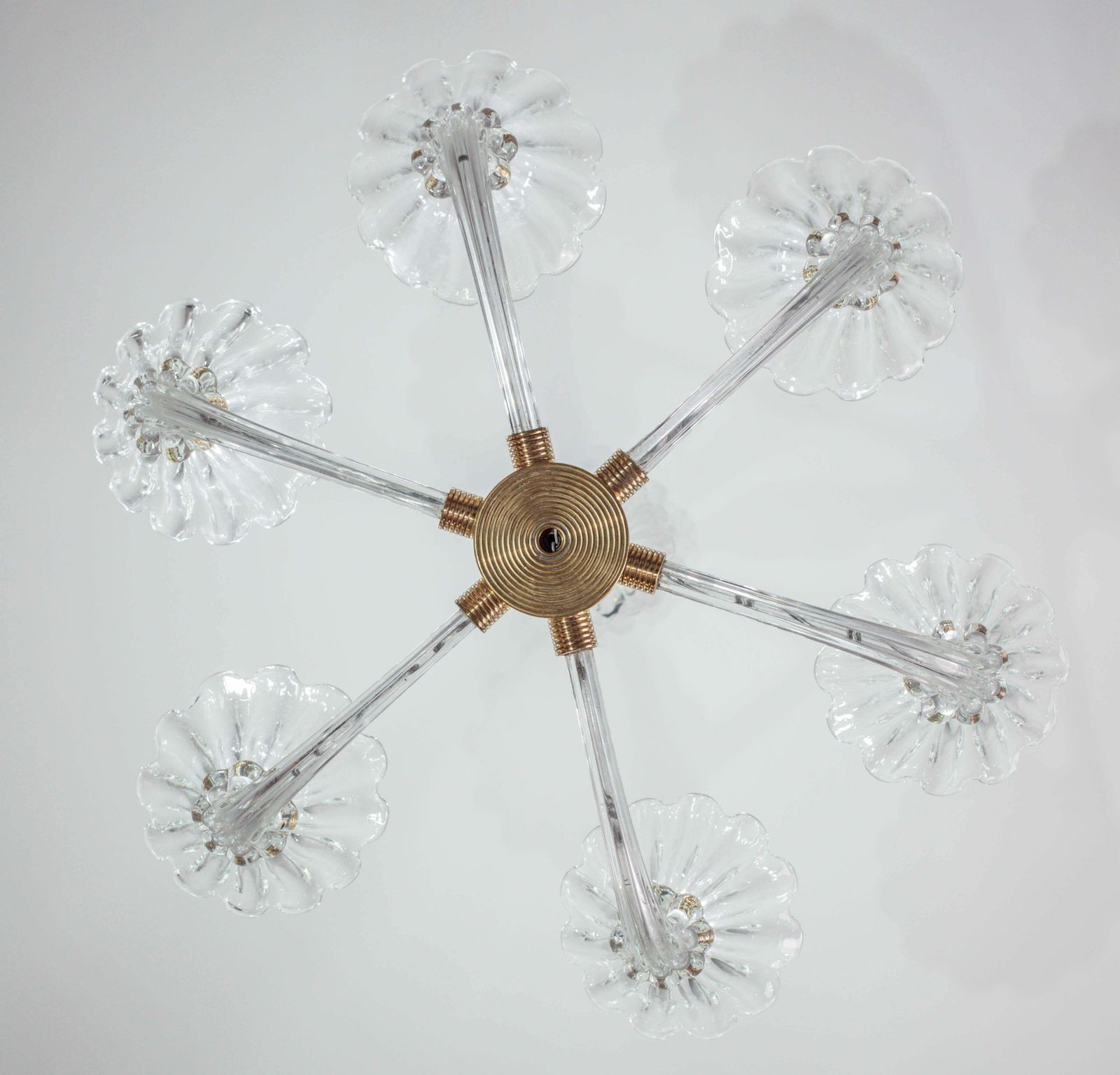 Mid Century Venetian Art Deco Murano Blown Glass Six Light Chandelier By Seguso photo 5918.0