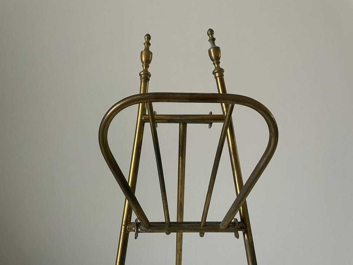 photo furniture Mid Century Italian Brass 3 Tier Folding Magazine Rack Stand 1950s  Italy