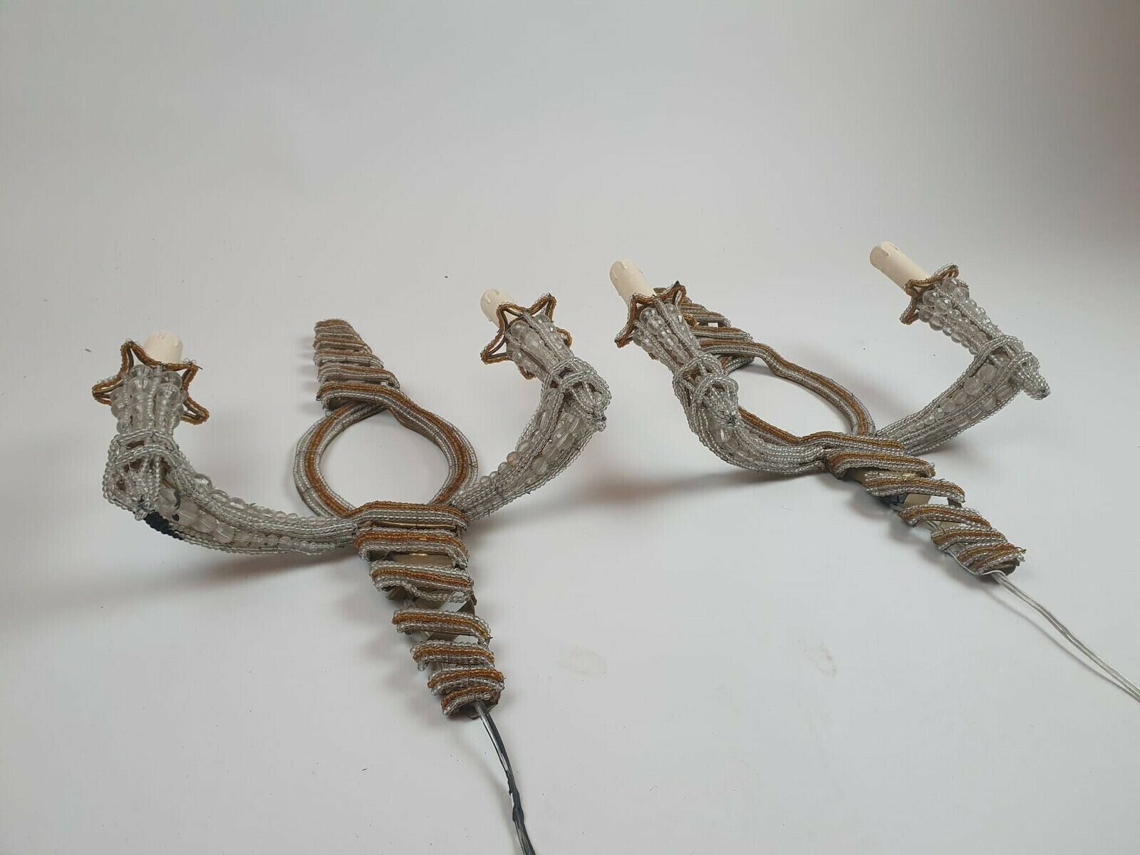 Pair Of Sconces Decorated With Glass Beads, Italy, Circa 1940 photo furniture