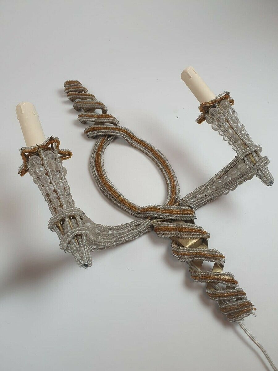 Pair Of Sconces Decorated With Glass Beads, Italy, Circa 1940 photo 1675.0