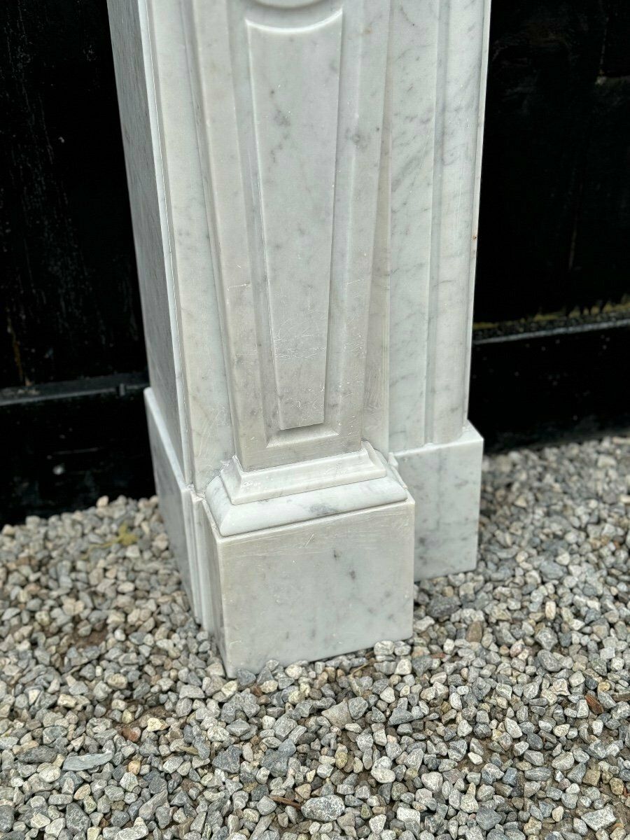 photo furniture Louis XVI Style Fireplace In White Carrara Marble Circa 1880