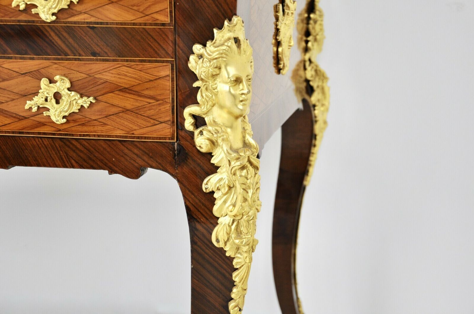 Louis XV Style Desk In Mahogany And Rosewood, Napoleon III Period photo buy