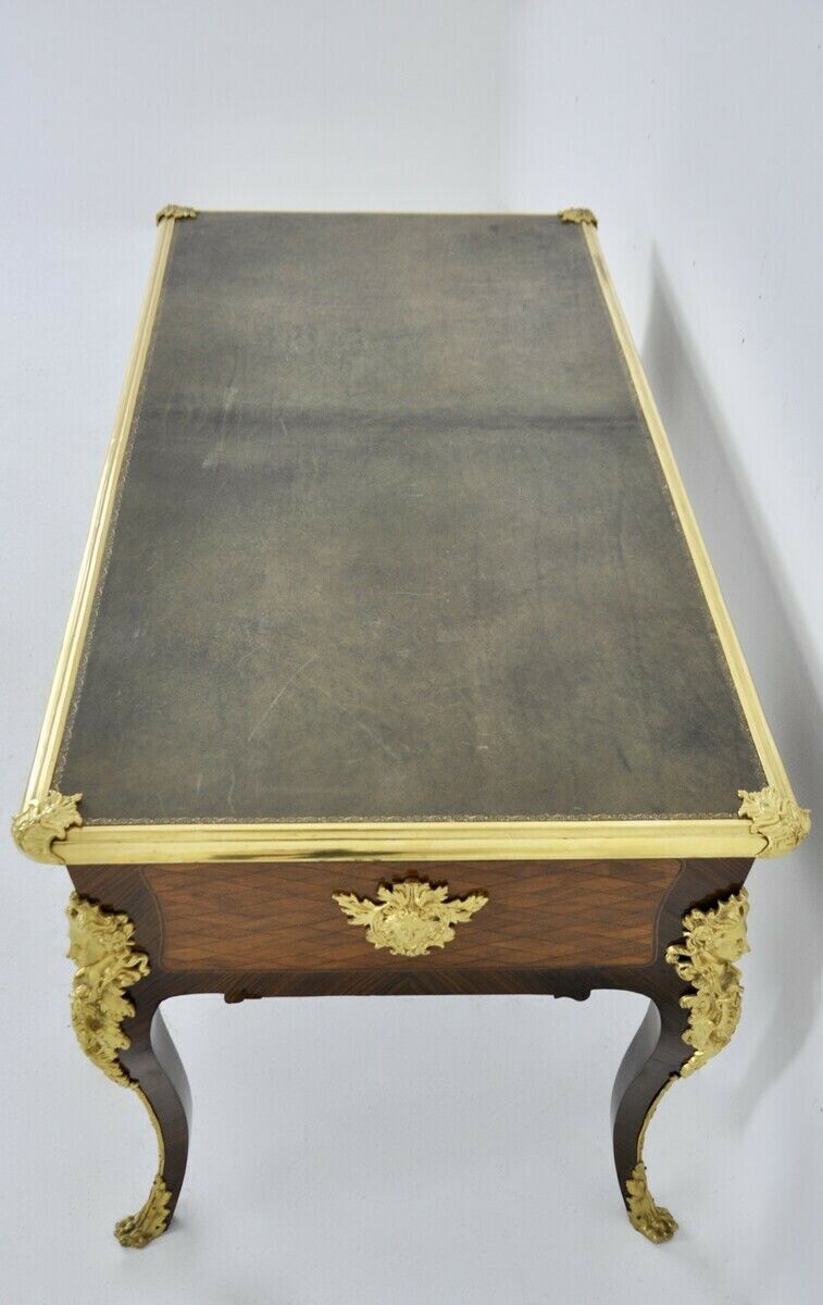 Louis XV Style Desk In Mahogany And Rosewood, Napoleon III Period photo vintage