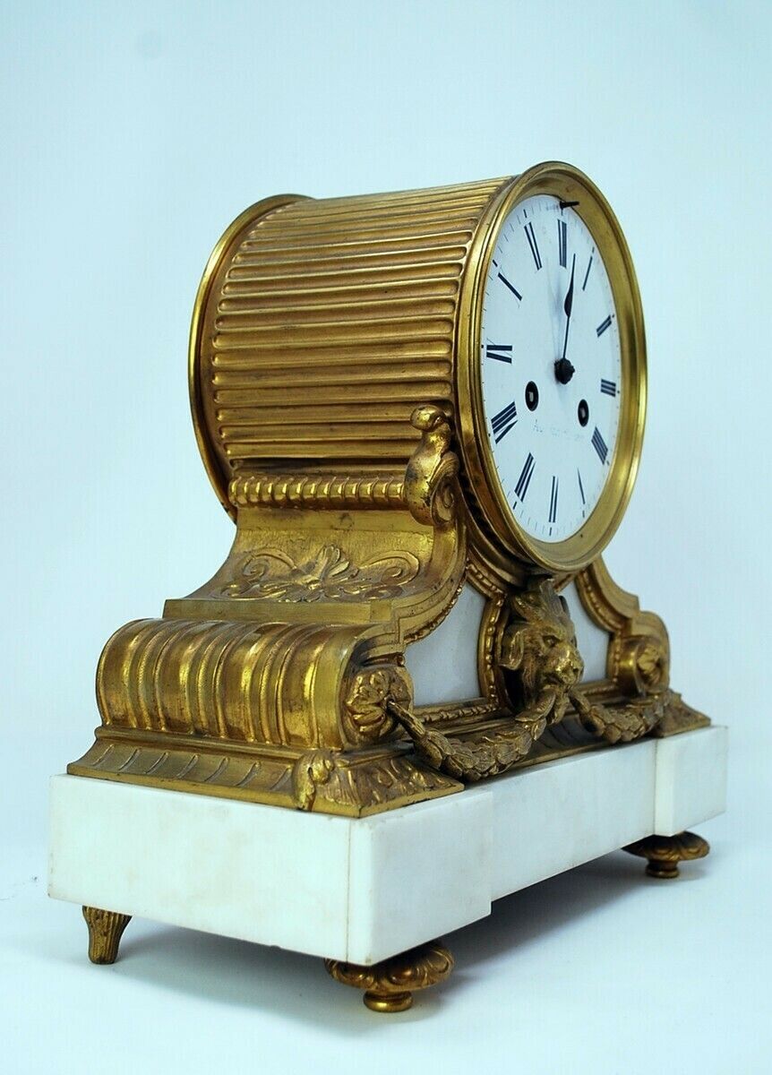 Louis XVI Clock In White Marble And Gilt Bronze photo buy