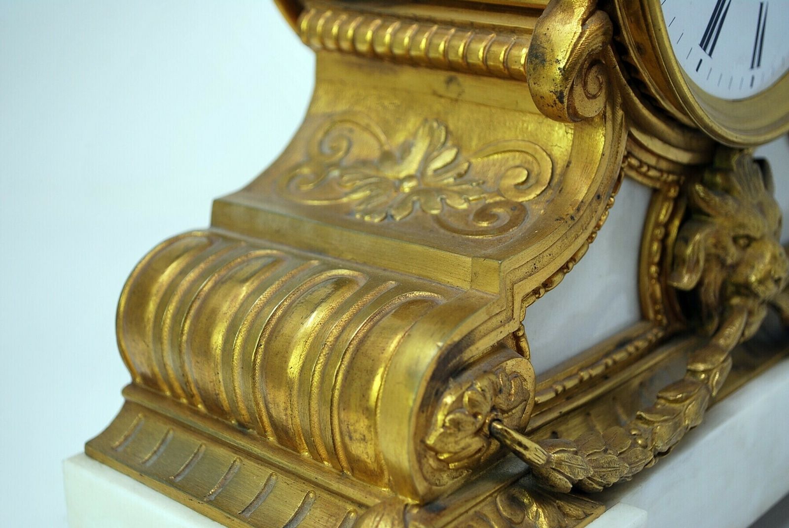 Louis XVI Clock In White Marble And Gilt Bronze photo vintage