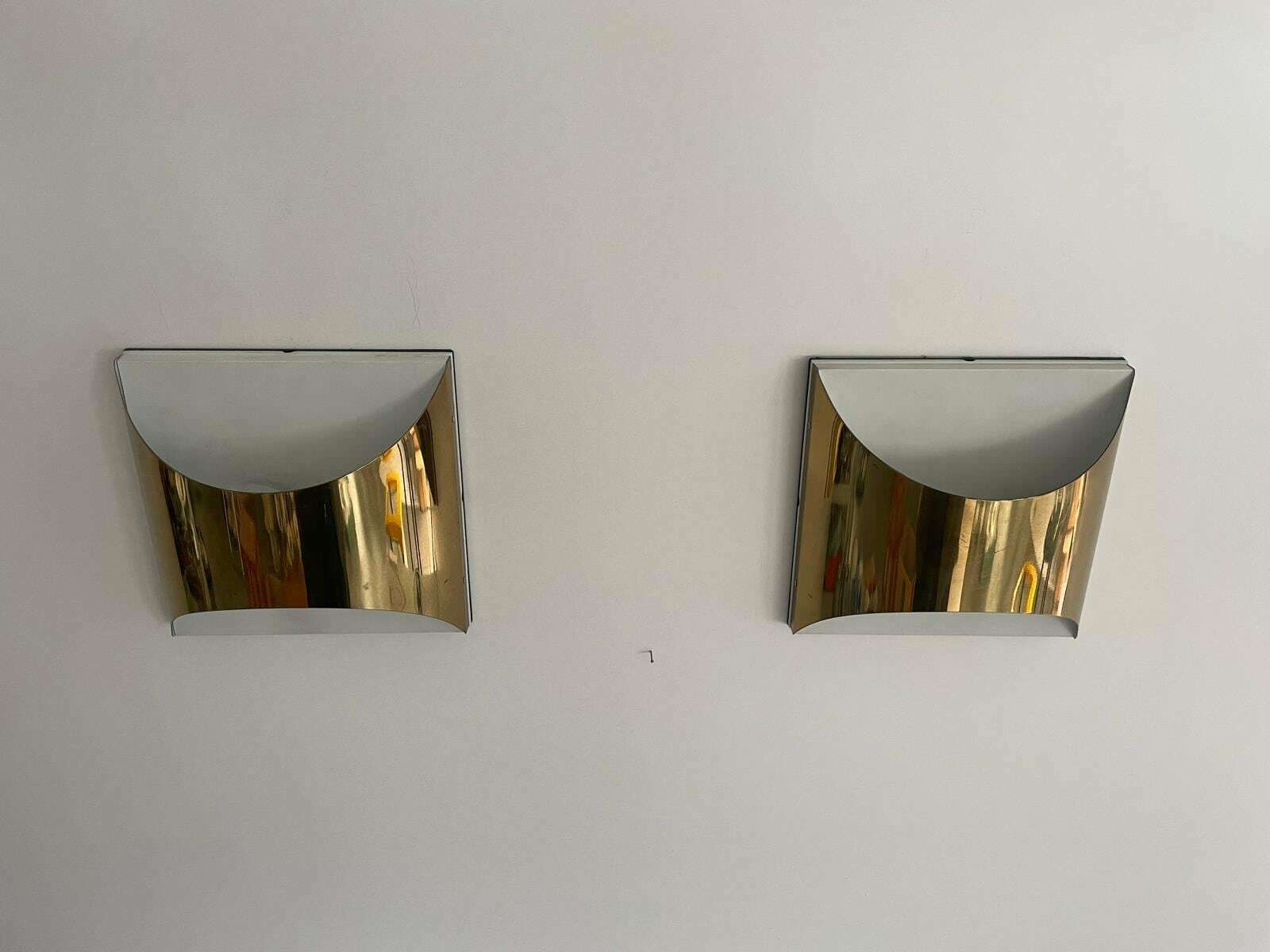 Model Quadrotto Brass Pair Of Sconces By Enrico Tronconi, 1980s, Italy photo buy