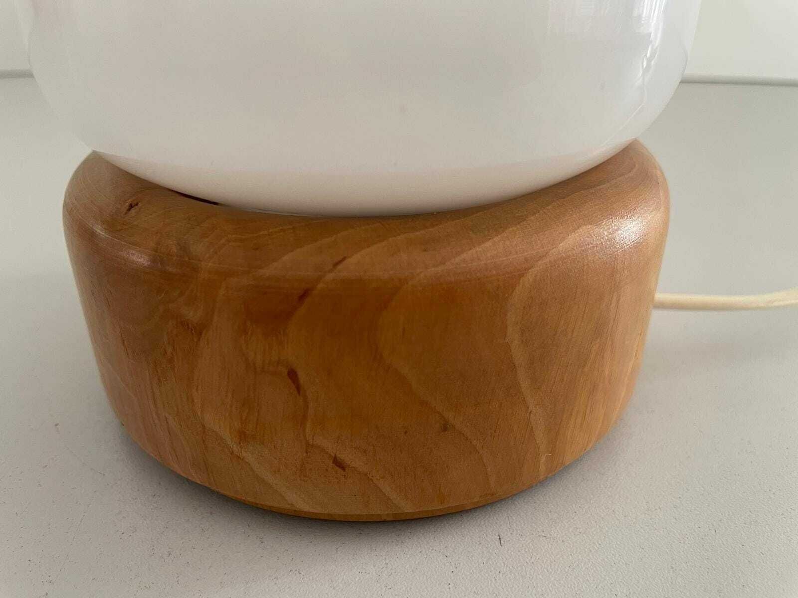 photo furniture Italian Opaline Glass Small Table Lamp With Wood Base, 1970s, Italy